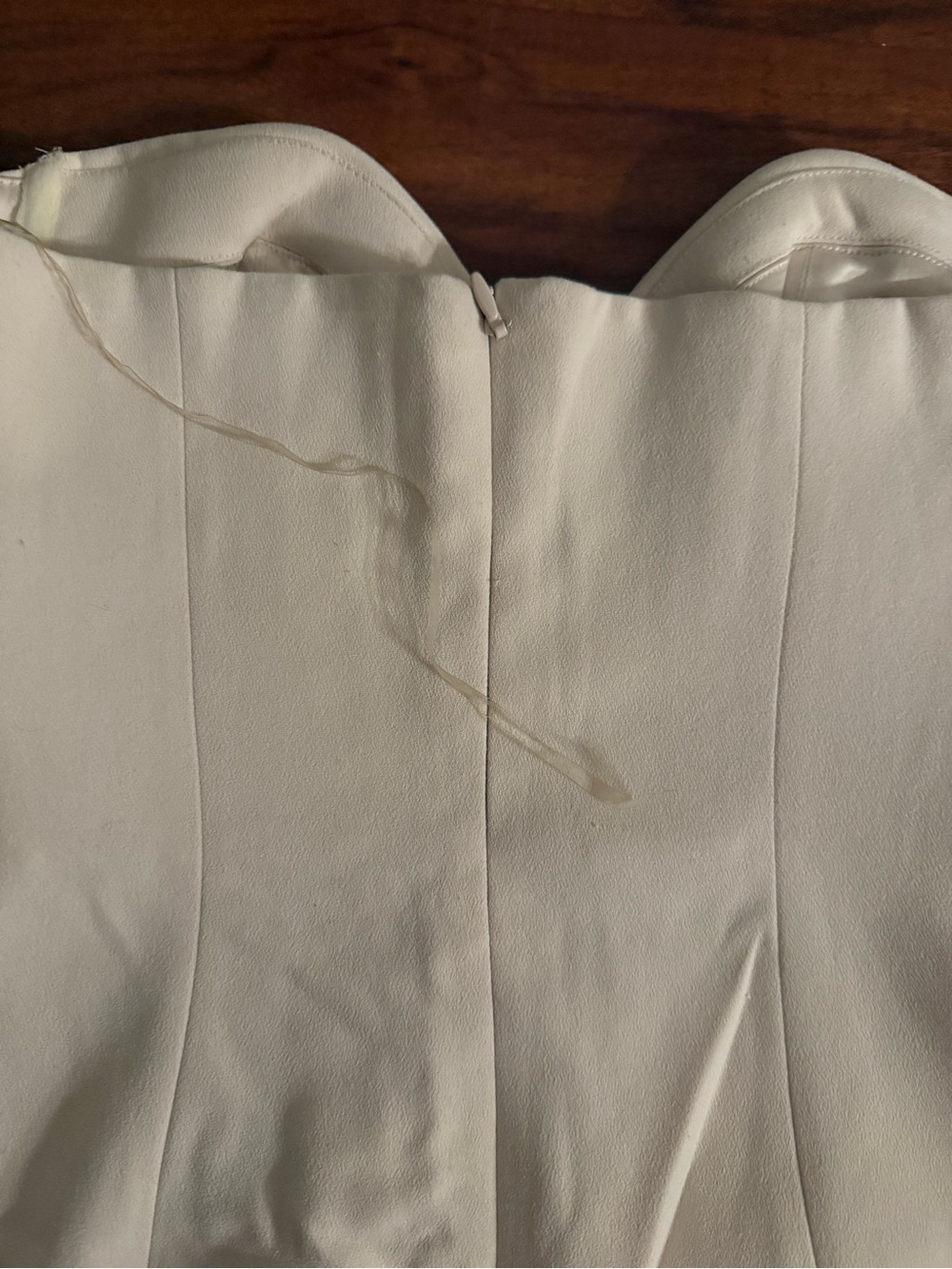 House of CB “Stevie” Cream Strapless Hook-and-Eye Mini Dress Sz M - Picture 4 of 5